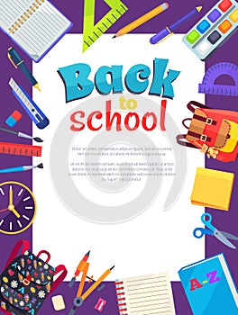 Back to School Poster with Place for Text in Frame