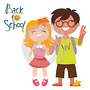 Back to school print design with two kids