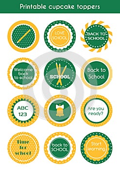 Back to school printable cupcake toppers photo