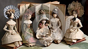 Back to School Reading: Illustration of paper dolls in Jane Austen Style