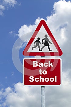 Back to school road sign