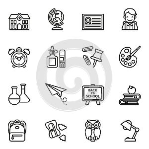 Back to school, School and Education Line Icons set 1.