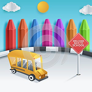 Back to school with school items and elements. background and poster for back to school