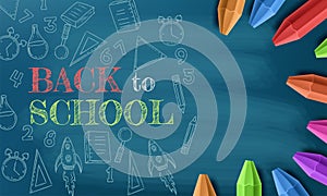 Back to school with school items and elements. background and poster for back to school