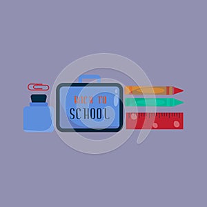 Back to school with school items and elements. vector banner design