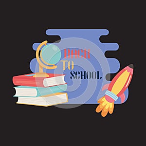 Back to school with school items and elements. vector banner design