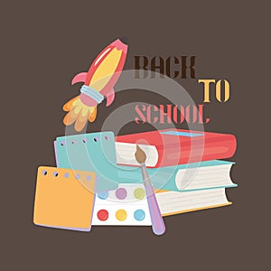 Back to school with school items and elements. vector banner design