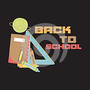Back to school with school items and elements. vector banner design