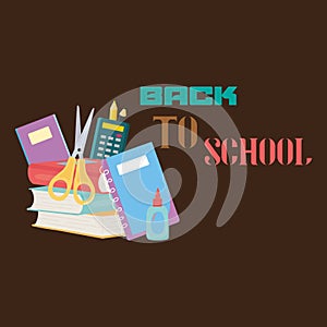 Back to school with school items and elements. vector banner design