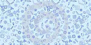 Back to School seamless pattern. Learning concept. Background with school signs. Vector illustration science texture