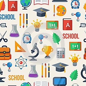 Back to school seamless pattern. Vector