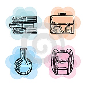 Back to school set icons drawings
