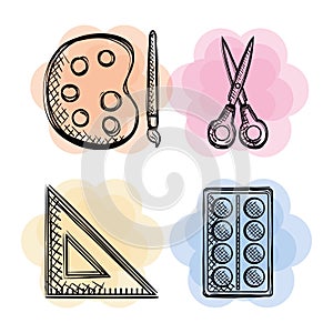 Back to school set icons drawings