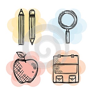 Back to school set icons drawings