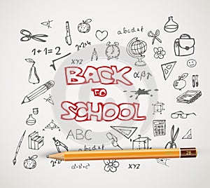 Back to school - set of school doodle illustrations