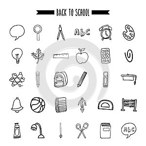 Back to school set supplies icon
