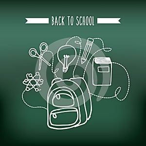 Back to school set supplies icon