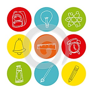 Back to school set supplies icon
