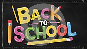 A back to school sign with pencils and other items, AI