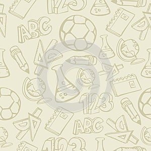 Back to School supplies seamless pattern