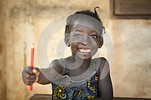 Back To School Symbol - African Girl Toothy Huge Smile Showing R