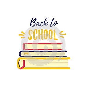 Back to school. Symbol of knowledge and study the book. A stack of textbooks.