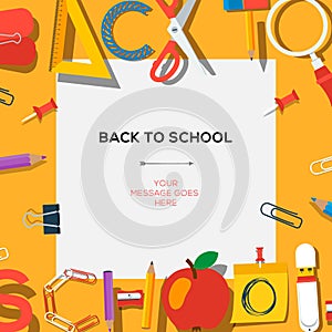Back to school template with supplies