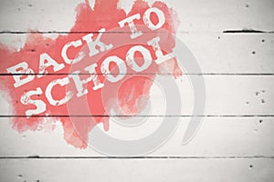Composite image of back to school text on green and blue splash