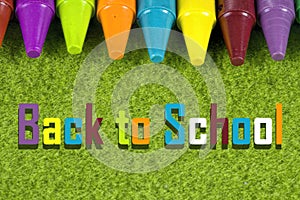 Back to school theme with colorful pastel crayons