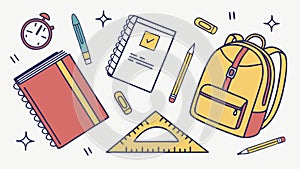 Back to School Time: Backpack and Study Tools, vector design Generative AI