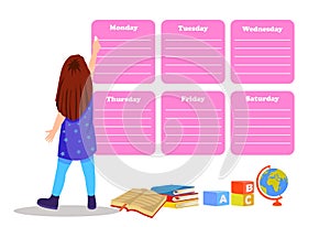 Back to school timetable. Hand drawn Plan note education