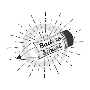 Back to School Title Texts with Big Pencil. Vector illustration