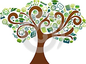 Back to school - tree with education icons