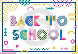 Back to school. Trendy geometric font in memphis style of 80s-90s photo