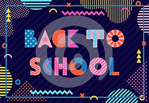 Back to school. Trendy geometric font in style of 80s-90s.