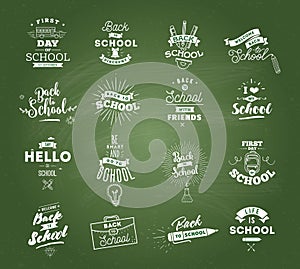 Back to school typographic labels set.