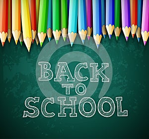 Back to school vector background with chalk board and pencils
