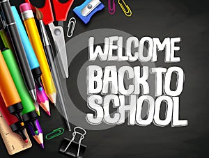 Back to school vector background template design with colorful elements