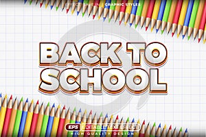 back to school vector 3d text effect template