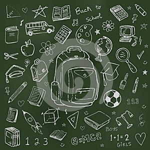 Back to school vector doodles on white