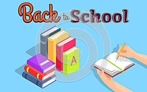 Back to School Illustration with Stack of Books