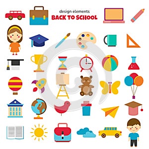 Back to school vector set. isolated design elements.