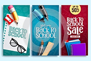 Back to school vector web poster. Back to school education banner design with colorful school elements