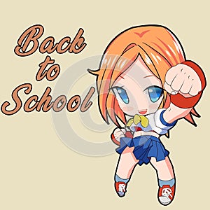 Back to school - vector of young girl who is ready to go back to school to learn