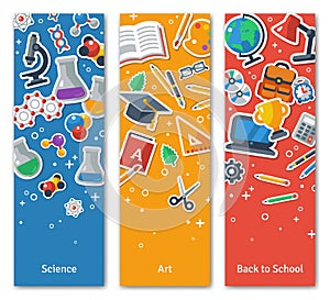 Back To School Vertical BannersSet With Flat