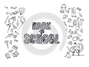 Back to school. White background with drawings