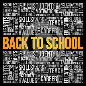 Back to School word cloud collage, education concept background