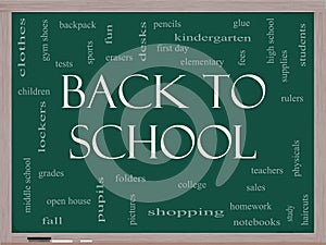 Back to School Word Cloud Concept on a Blackboard