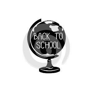 Back to school world globe stand. Doodle vector illustration