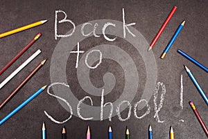 Back to school written on chalkboard